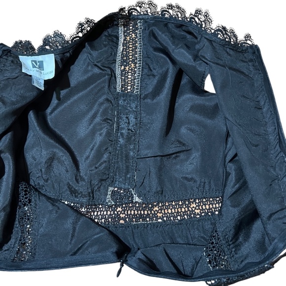 Tan & Black Lace Lined Midi Dress - Size 4 - Picture 8 of 11